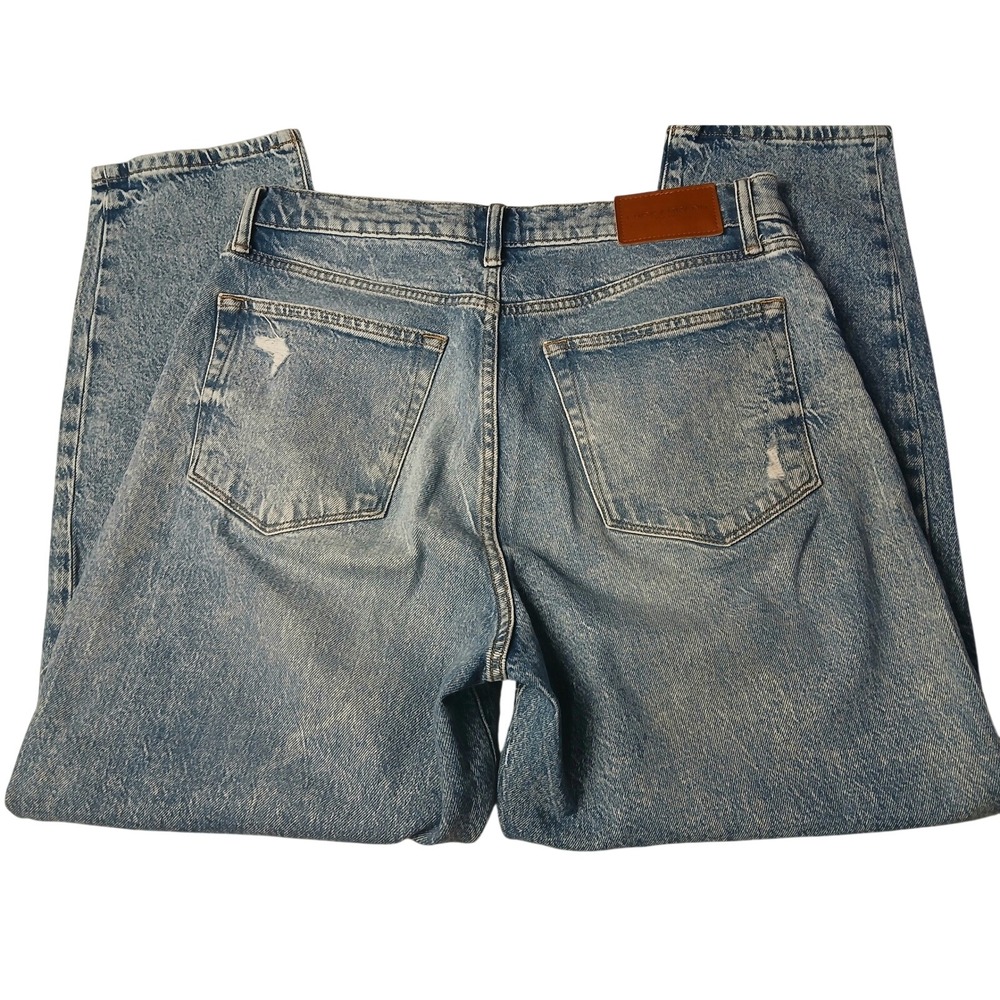 Lucky Brand Womens 10/30A High Rise Distressed Mom Jeans Light Acid‎ Wash Blue